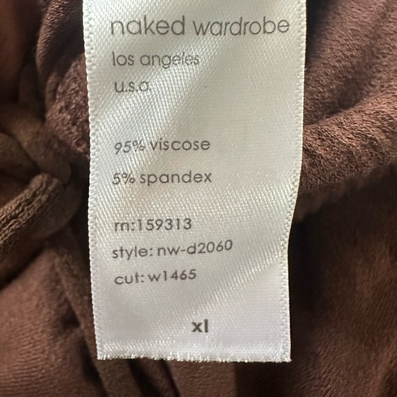 NAKED WARDROBE Ruched Long Sleeve Cutout Minidress in Chocolate XL NWOT - Picture 9 of 11